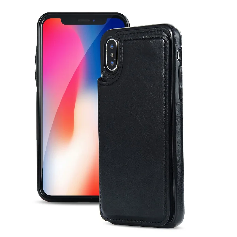 Back Cover PU Leather Wallet Case for iPhone 11 Pro - Black