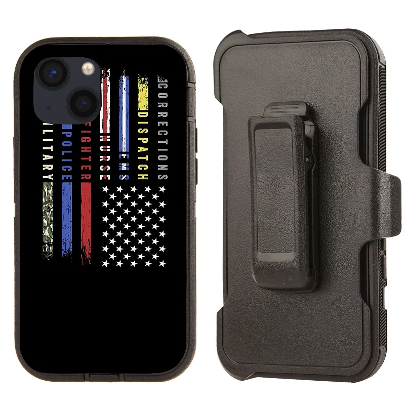 Shockproof Case for Apple iPhone 13 Clip Multi Thin Line Flag