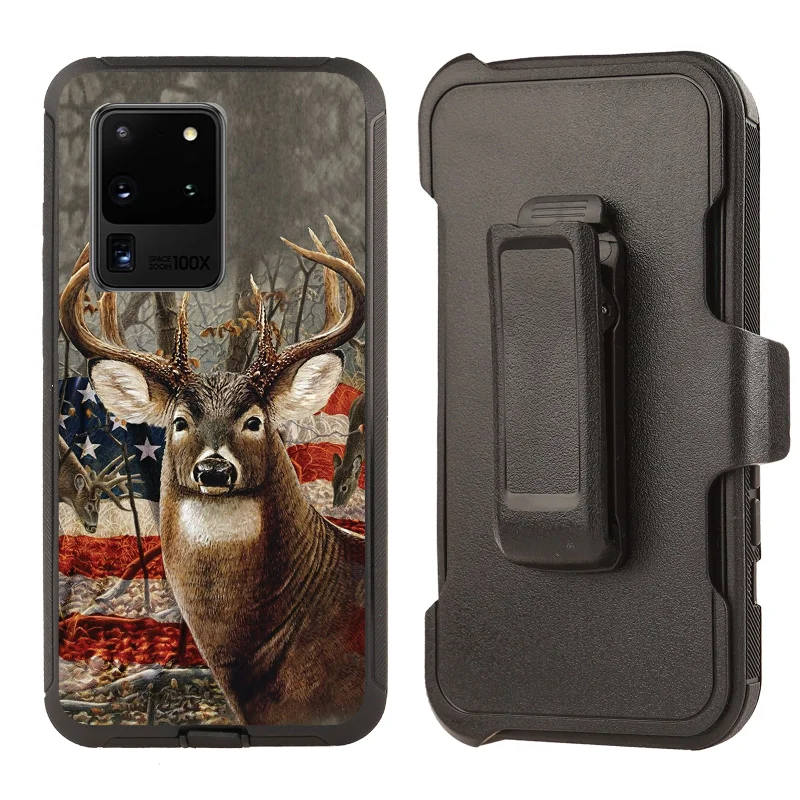 Shockproof Case for Samsung Galaxy S20 Ultra Cover Clip Deer Flag