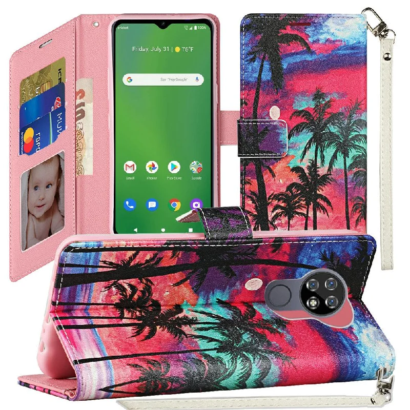 For Cricket Ovation Vegan Design Wallet ID Card Case Cover - Beautiful Island