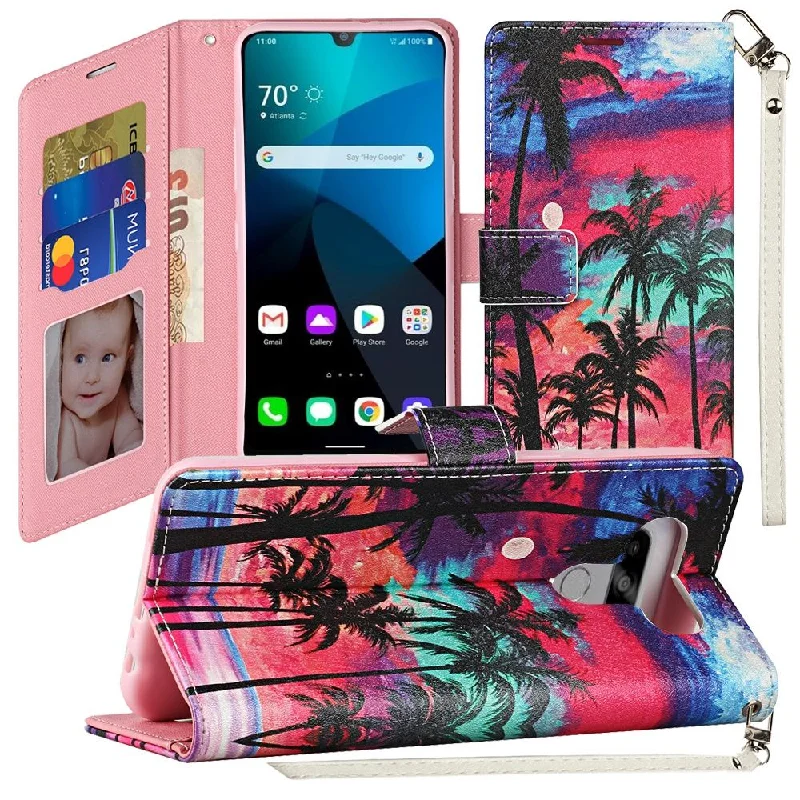 For LG Harmony 4 Vegan Design Wallet ID Card Case Cover - Beautiful Island