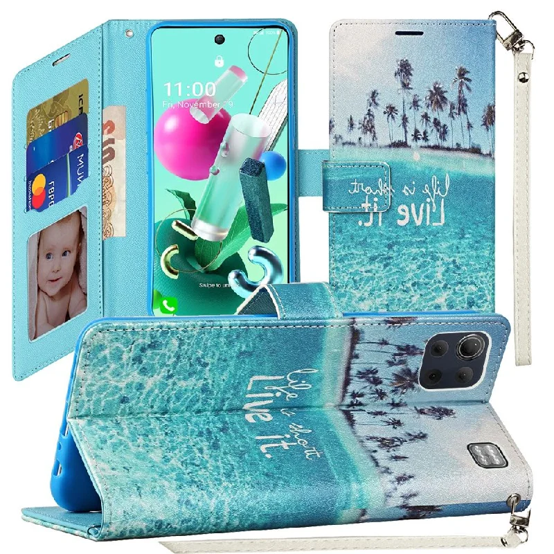 For LG K92 5G Vegan Design Wallet ID Card Case Cover - Live Life