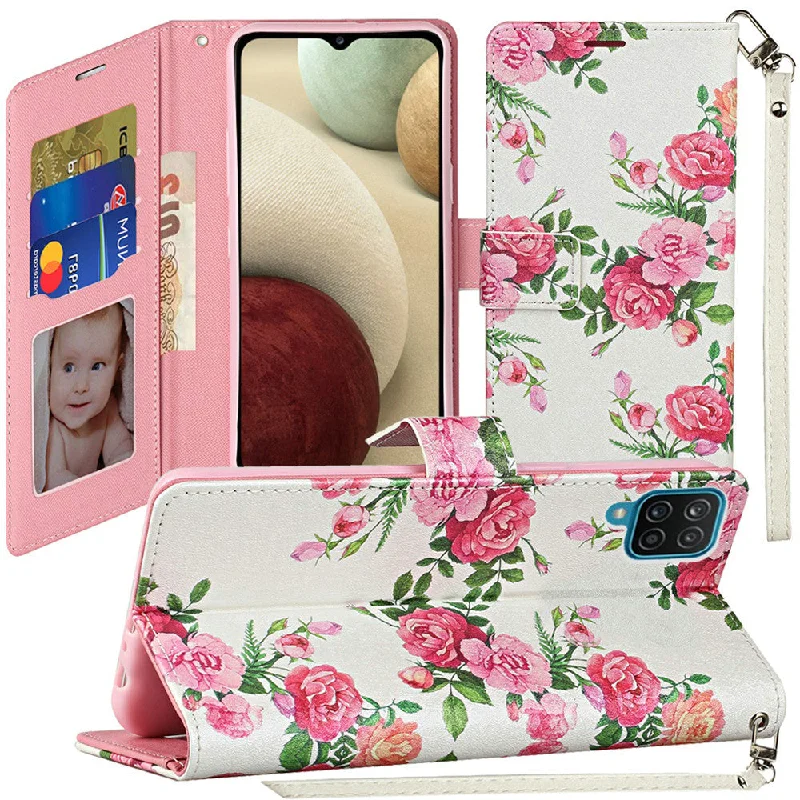 For Motorola Moto One 5G Ace Vegan Design Wallet ID Card Case Cover - Roses Bouquet