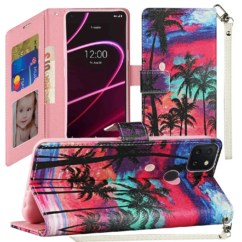 For Revvl 5G Vegan Design Wallet ID Card Case Cover - Beautiful Island