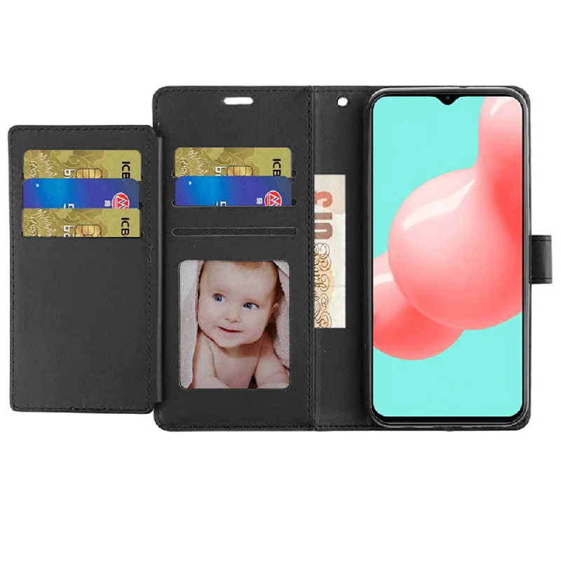 For Samsung A32 5G Wallet ID Card Holder Case Cover - Black