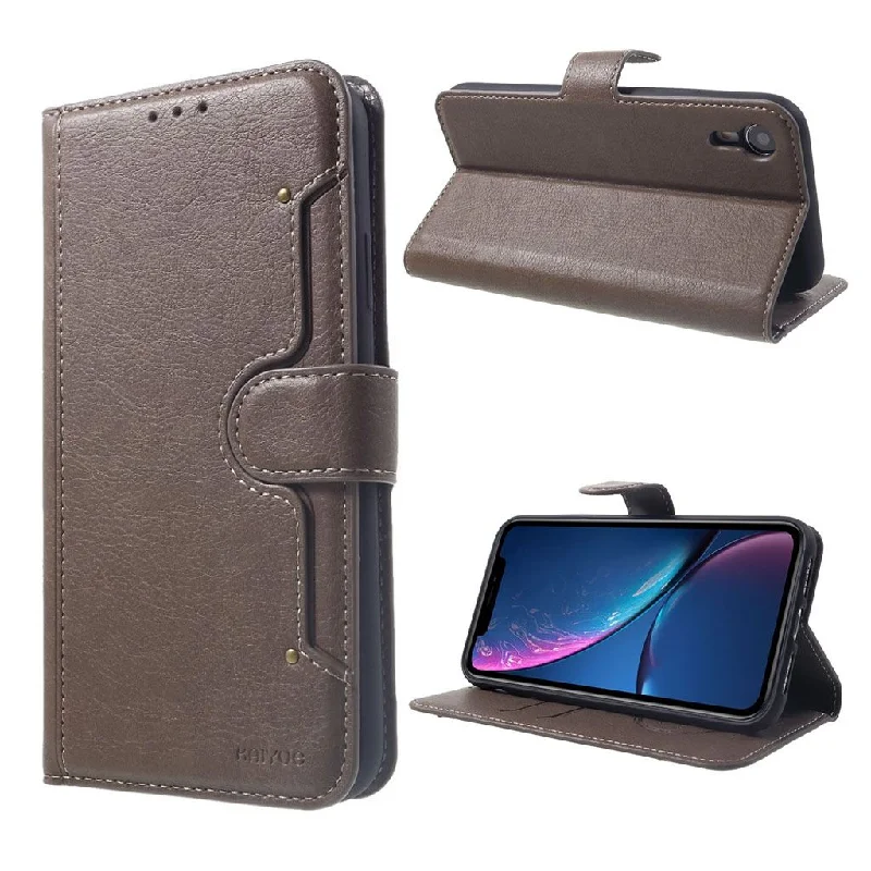 KAIYUE PU Leather Wallet Case with Magnetic Flip Cover For iPhone 11 - Coffee