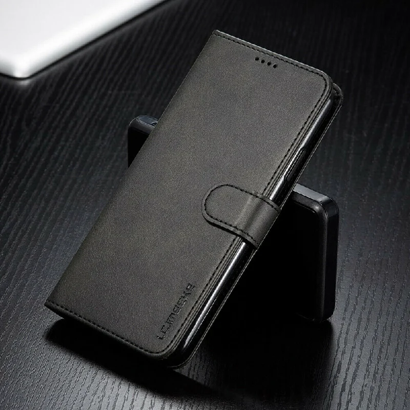 LC.IMEEKE PU Leather Wallet Case with Magnetic Flip Cover For iPhone XR - Black