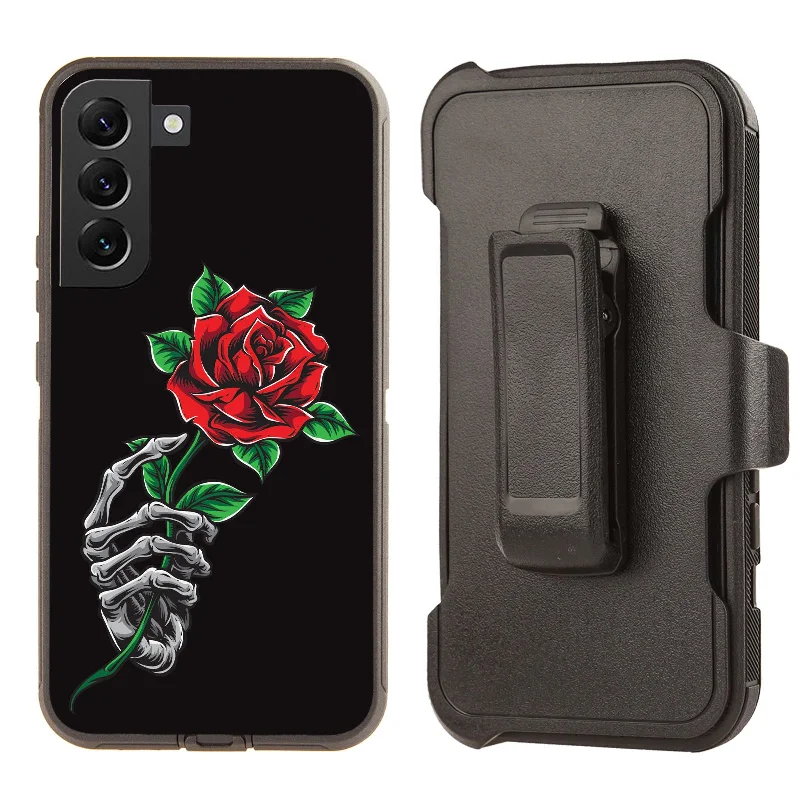 Shockproof Case for Samsung Galaxy S23 Cover Rose in Skeleton Hand