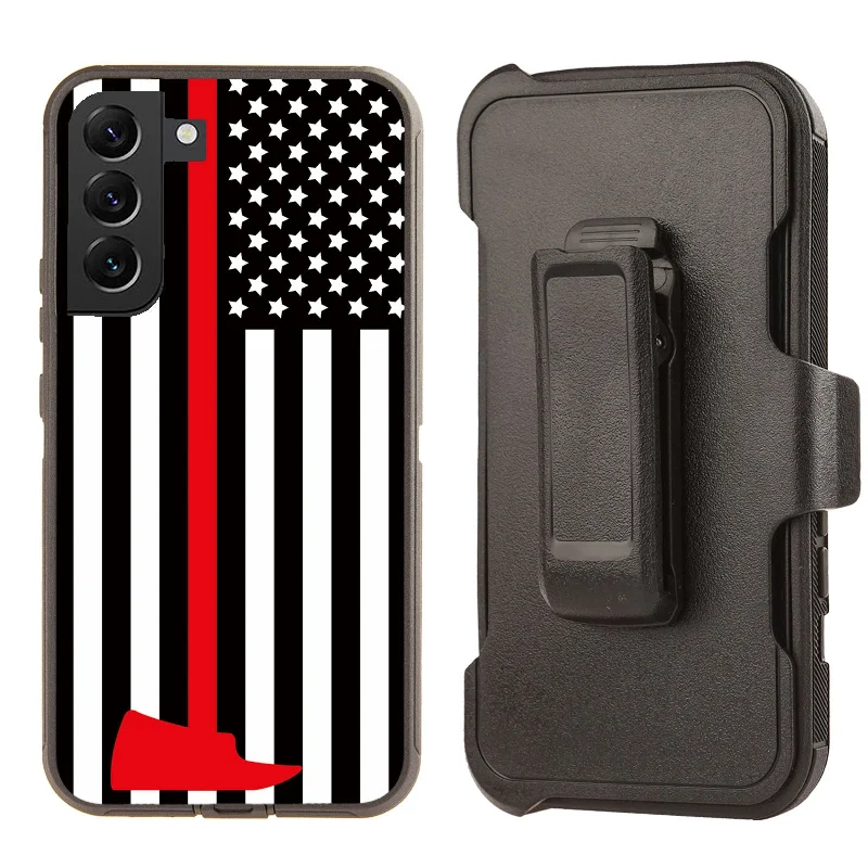 Shockproof Case for Samsung Galaxy S23 Cover Clip Thin Red Line Flag