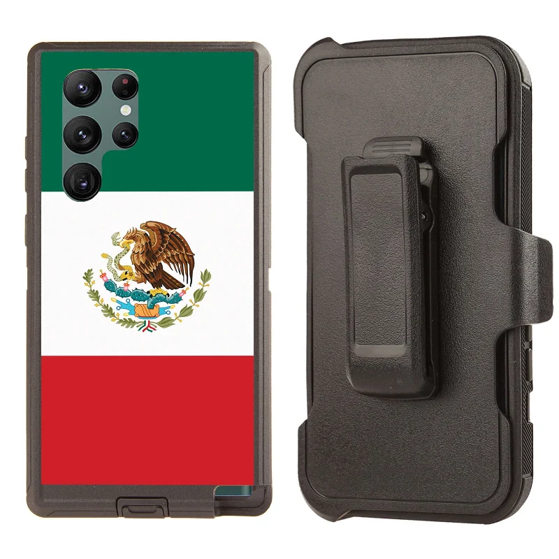 Shockproof Case for Samsung Galaxy S23 Ultra with Clip Mexico Flag