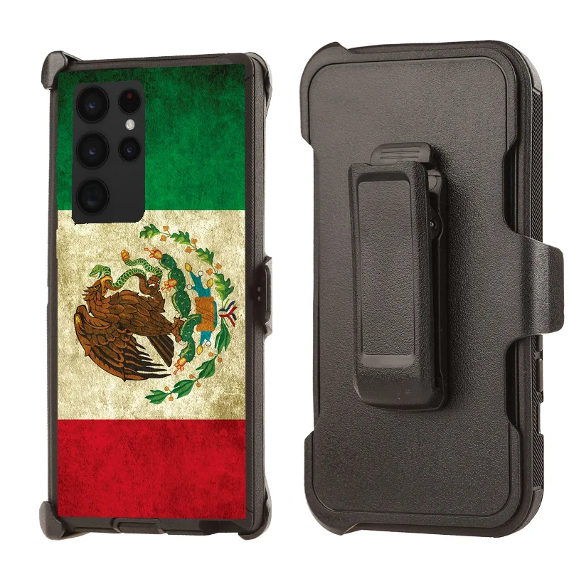 Shockproof Case for Samsung Galaxy S23 Ultra with Clip Mexico Flag