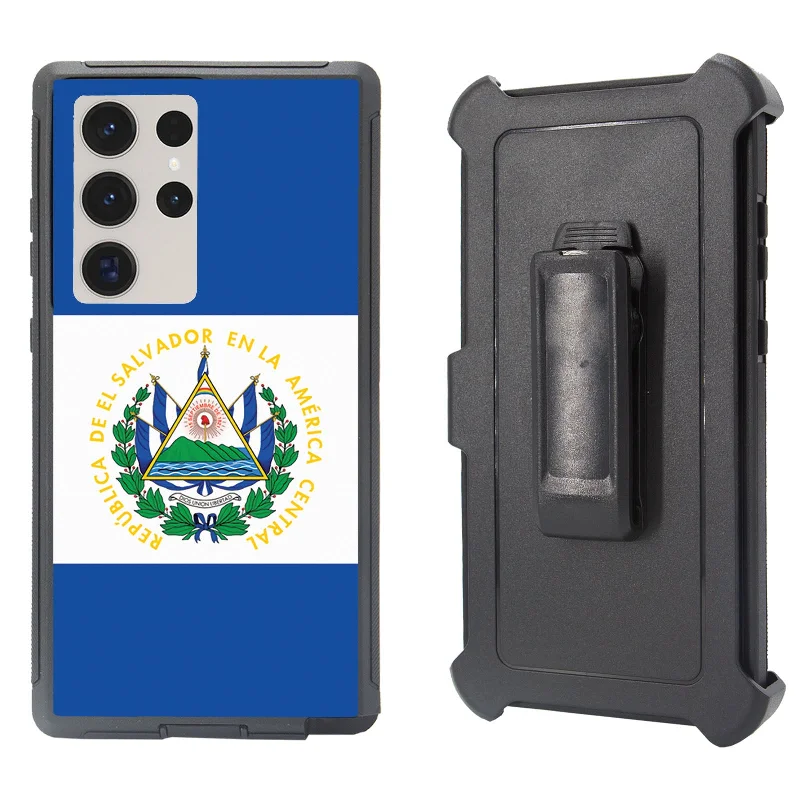 Shockproof Case for Samsung Galaxy S23 Ultra with Clip El Salvador Flag