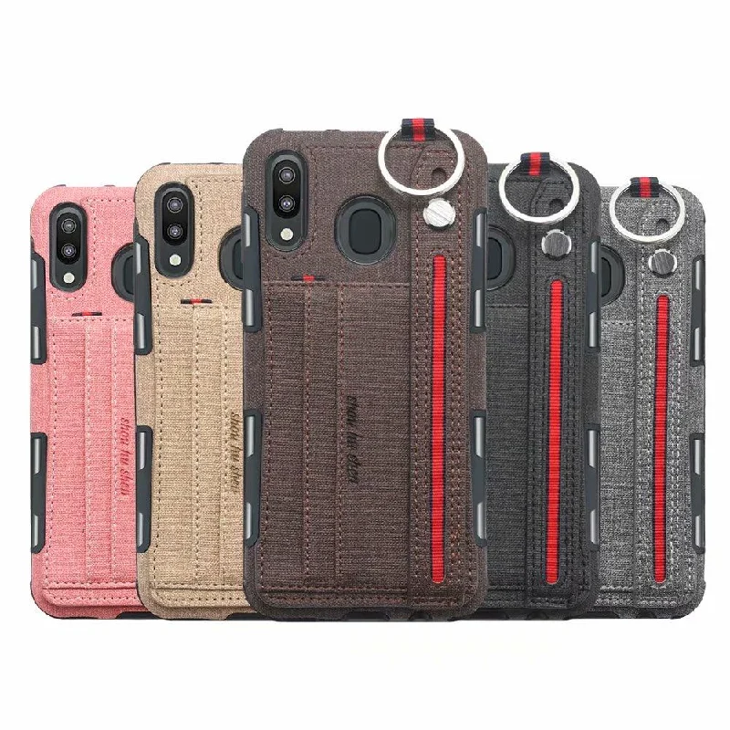 Creative card slot phone case for Samsung with holding stap