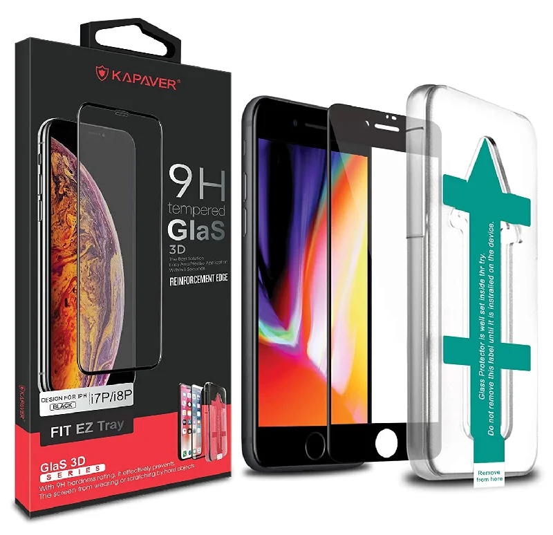 iPhone 7 Plus/iPhone 8 Plus Tempered Glass Screen Protector Guard | EZ FIT - 1 Pack