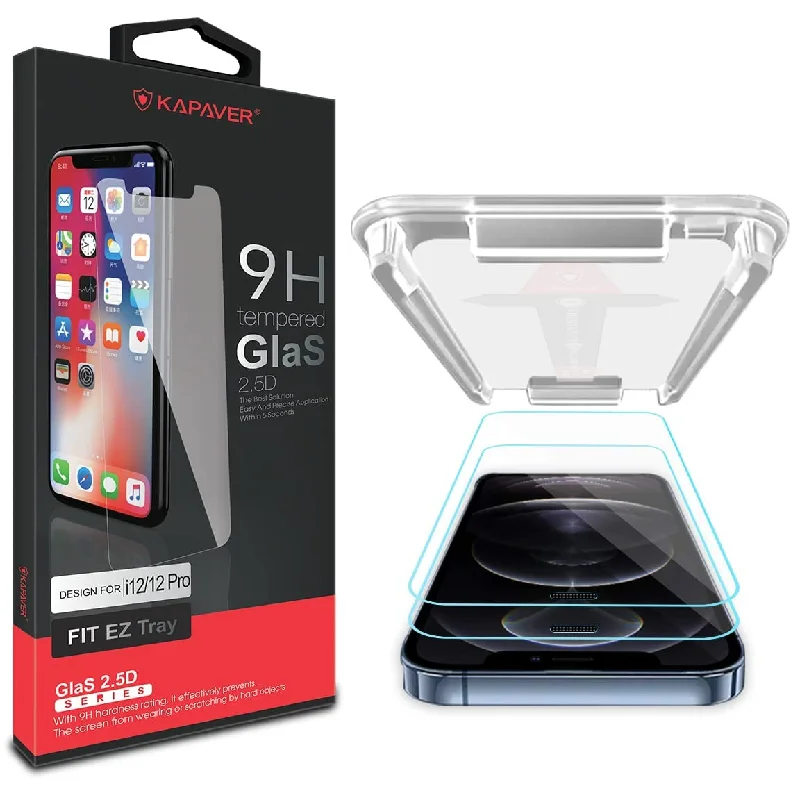 iPhone 12/12 Pro Tempered Glass Screen Protector Guard | Easy FIT - 2 Pack