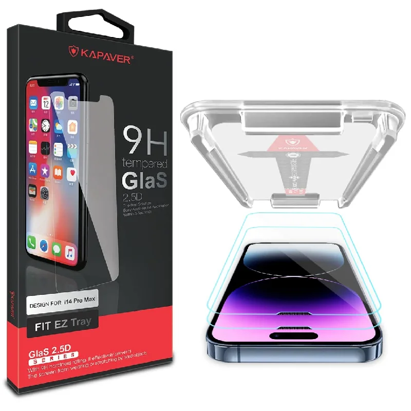 iPhone 14 Pro Max Tempered Glass Screen Protector Guard | Easy FIT - 2 Pack