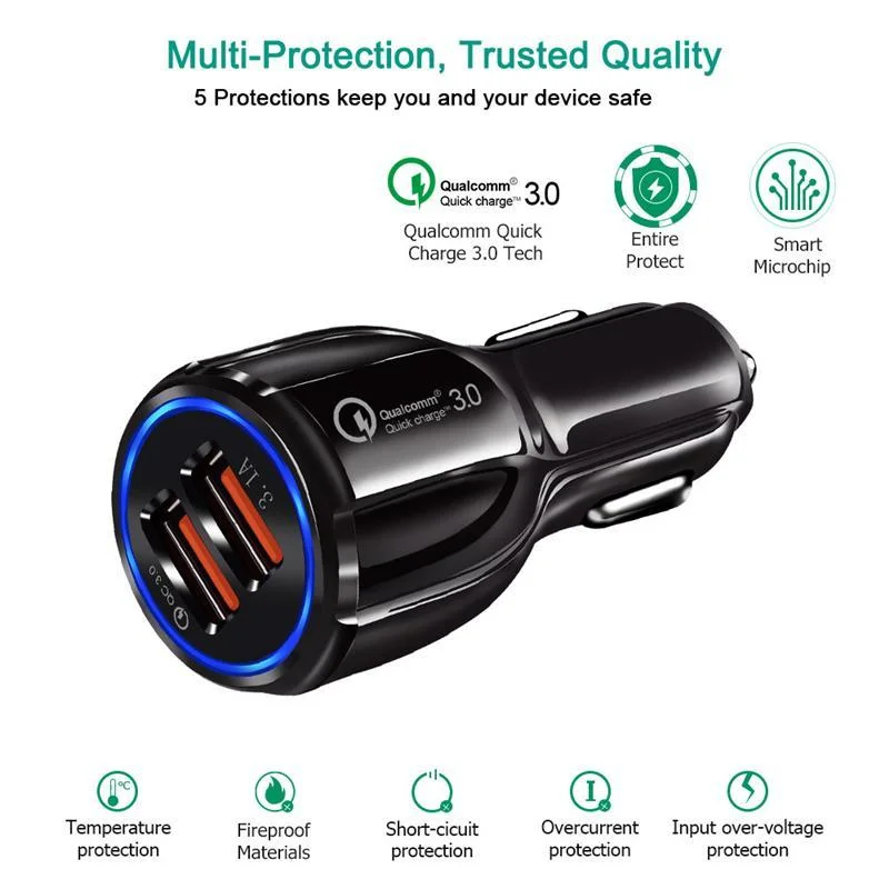 QC3.0+3.1A Dual USB Fast Charging Car Charger chicken leg car plug