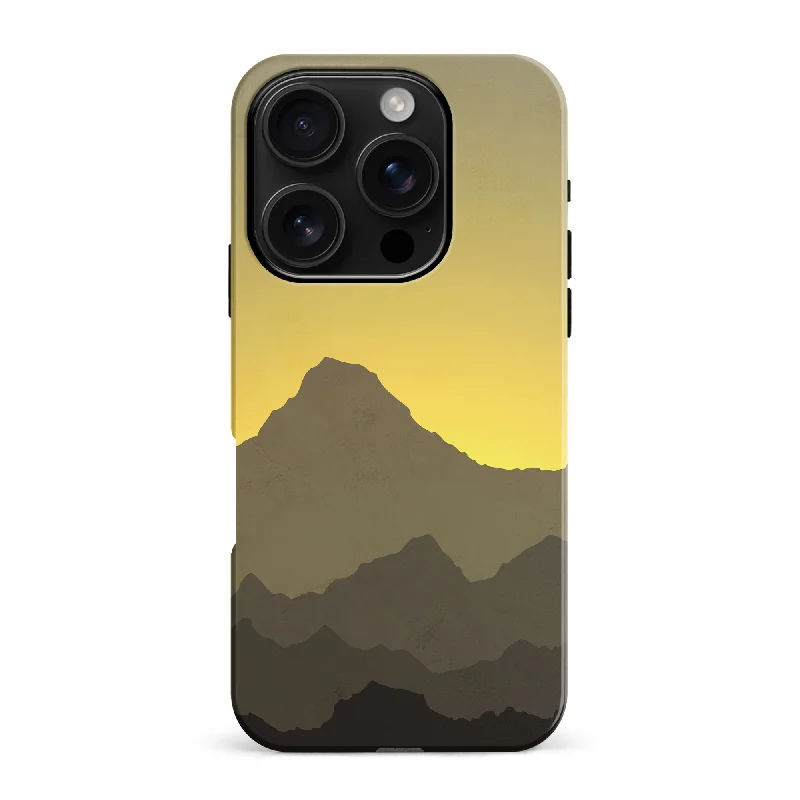 Mountains Silhouettes Phone Case in Yellow