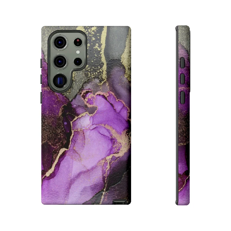 Purple Marble & Gold Android Case - Protective Phone Case