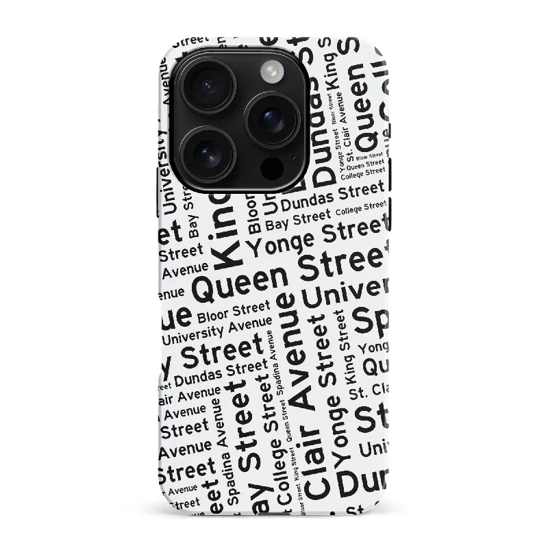 Toronto Street Names Canadiana Phone Case - White