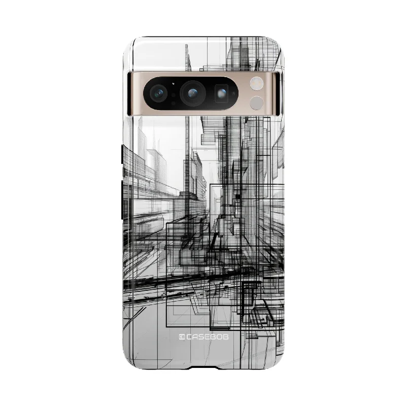 Urban Complexity: Black Lines Design - for Google Pixel 8