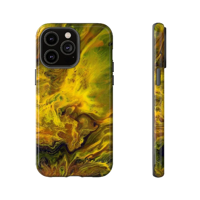 Yellow Flame Ink Art - Protective Phone Case