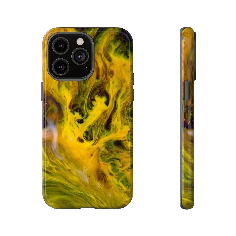 Yellow Liquid Ink Art - Protective Phone Case