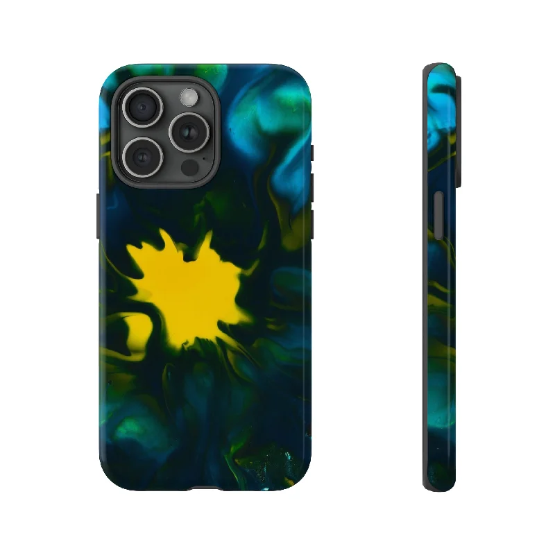 Yellow Spot Ink Art - Protective Phone Case