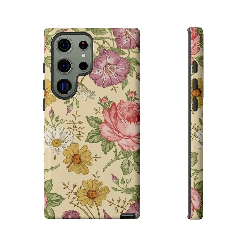 Yellow Vintage Flower Samsung Case (Protective)