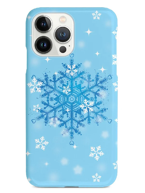 Blue and White Snowflakes - Black Case