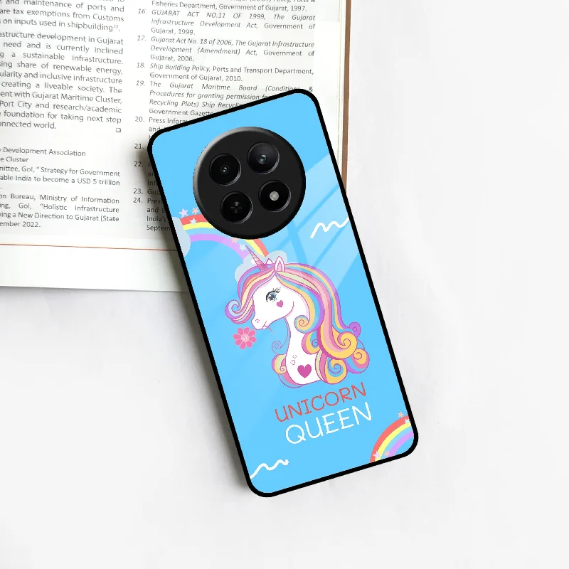 Blue Unicorn Queen Glass Phone Case For Realme/Narzo