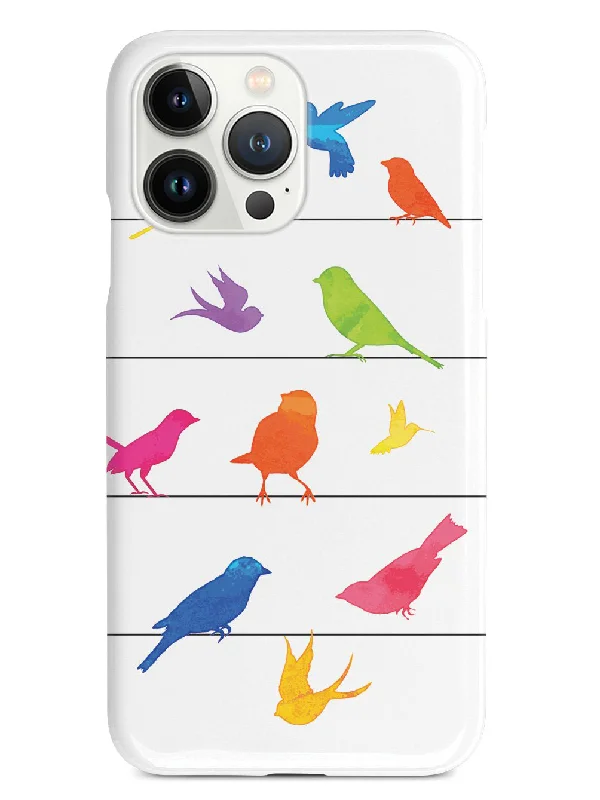 Colorful Birds on a Wire - White Case