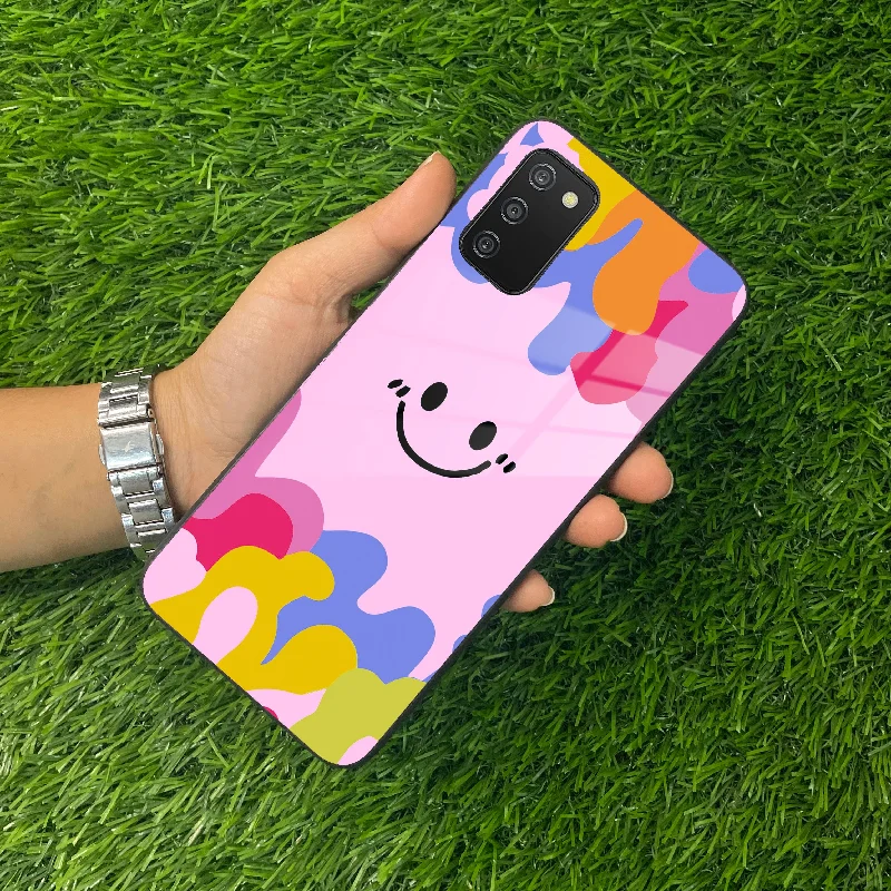 Cute Pink Smiley Multicolor Glass Case For Samsung