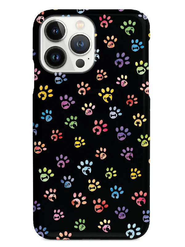 Dog & Cat Lover - Small Watercolor Paw Prints - Black Case