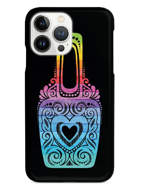 Fancy Nail Polish Bottle - Rainbow Watercolor - Black Case