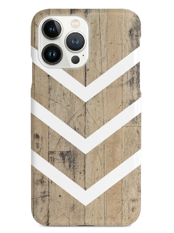 Faux Wood and White Chevron Case