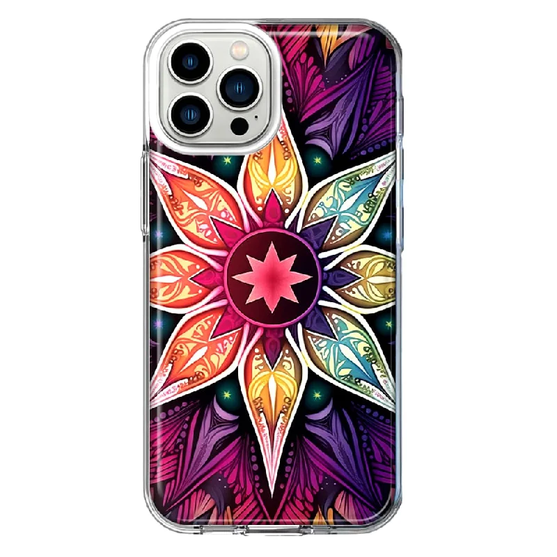 For Apple iPhone 11 Pro Mandala Geometry Abstract Star Pattern Design Hybrid Protective Phone Case Cover