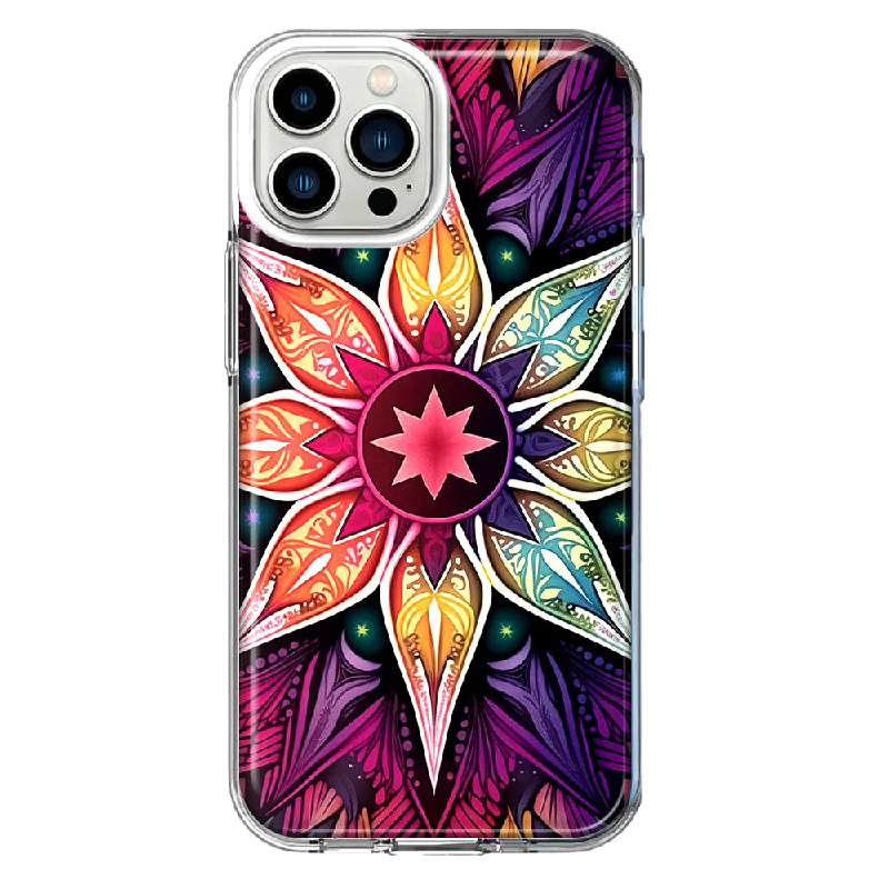 For Apple iPhone 11 Pro Max Mandala Geometry Abstract Star Pattern Design Hybrid Protective Phone Case Cover