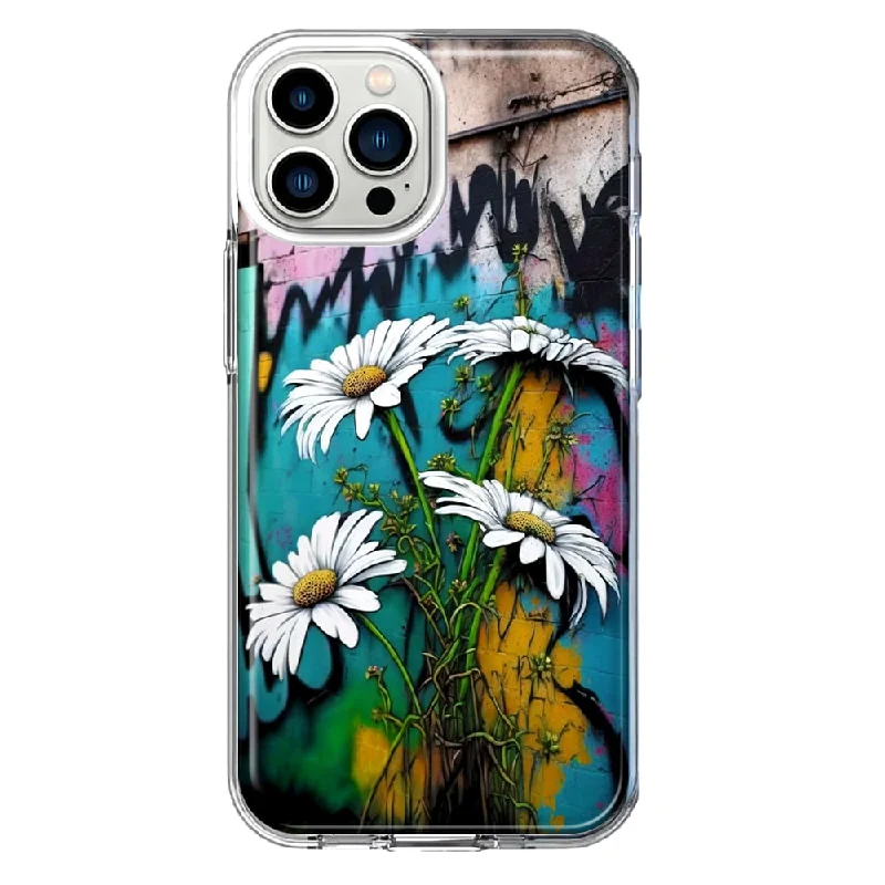 For Apple iPhone 11 Pro Max White Daisies Graffiti Wall Art Painting Design Hybrid Protective Phone Case Cover