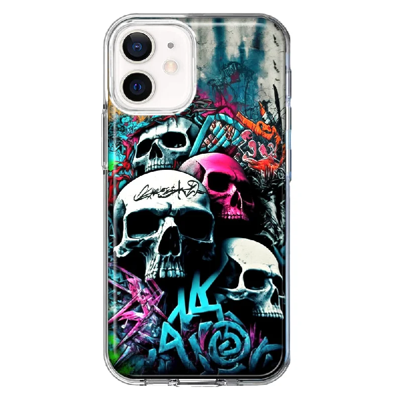 For Apple iPhone 12 Mini Skulls Graffiti Painting Art Design Hybrid Protective Phone Case Cover