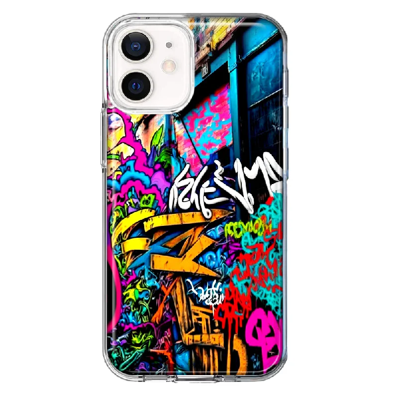 For Apple iPhone 12 Mini Urban Graffiti Street Art Painting Design Hybrid Protective Phone Case Cover