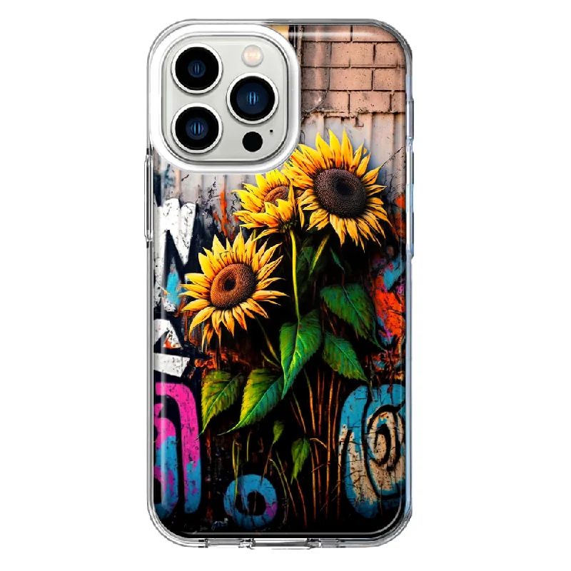 For Apple iPhone 13 Pro Sunflowers Graffiti Painting Art Design Hybrid Protective Phone Case Cover