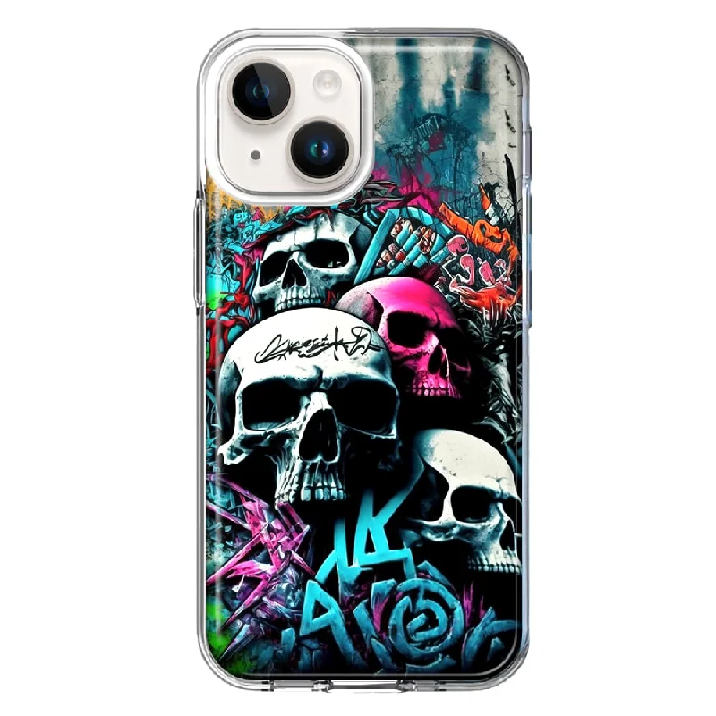 For Apple iPhone 13 Skulls Graffiti Painting Art Design Hybrid Protective Phone Case Cover