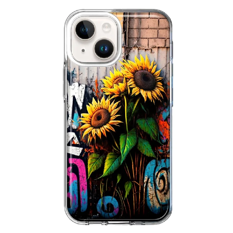 For Apple iPhone 13 Sunflowers Graffiti Painting Art Design Hybrid Protective Phone Case Cover