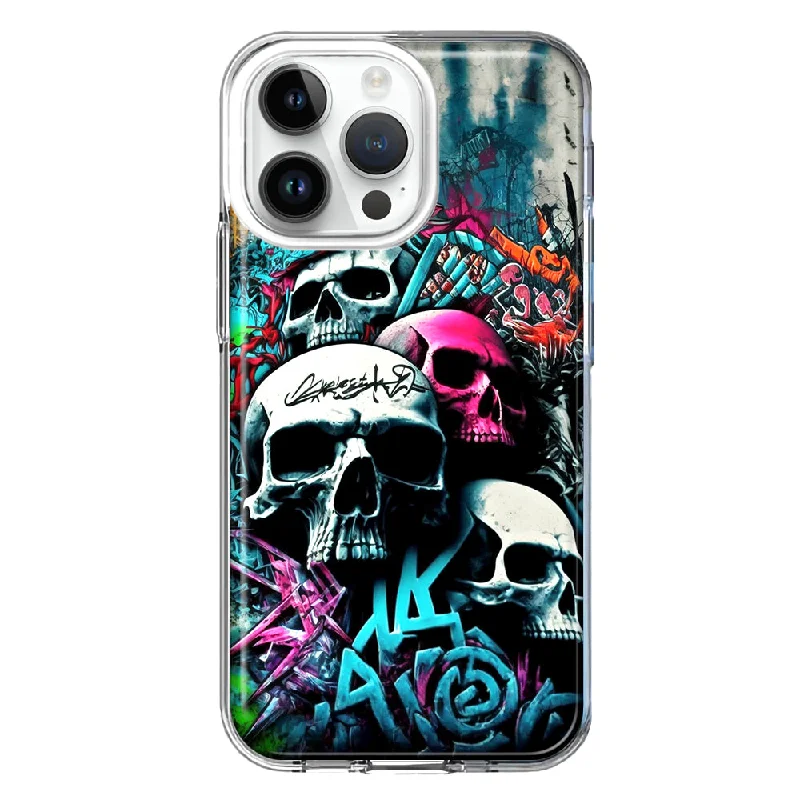 For Apple iPhone 14 Pro Max Skulls Graffiti Painting Art Design Hybrid Protective Phone Case Cover