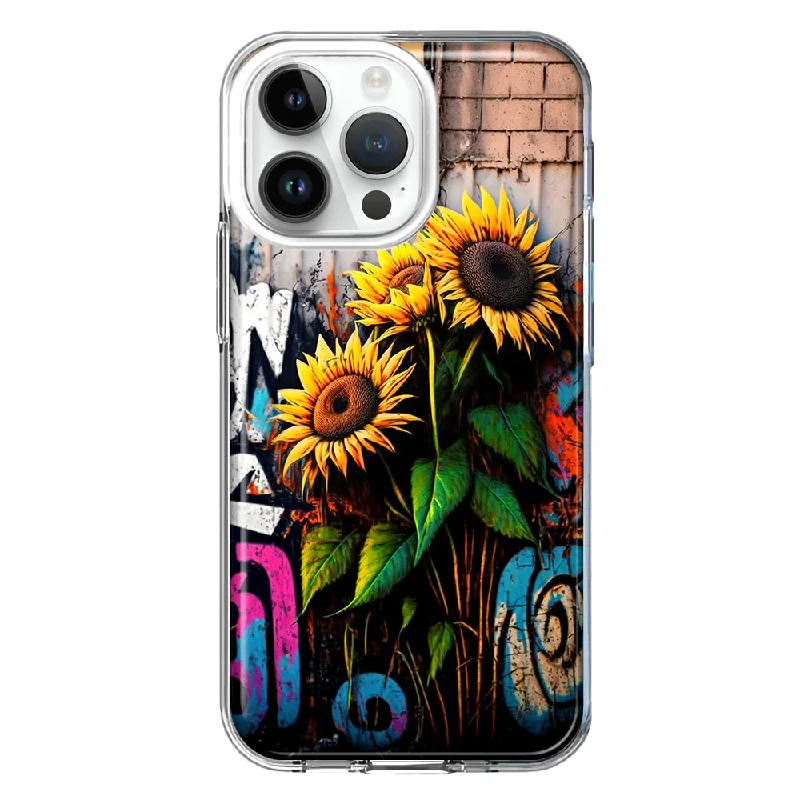 For Apple iPhone 14 Pro Max Sunflowers Graffiti Painting Art Design Hybrid Protective Phone Case Cover