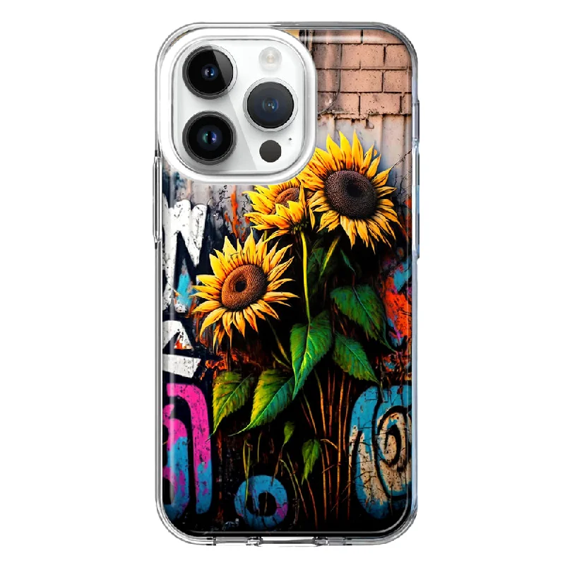 For Apple iPhone 14 Pro Sunflowers Graffiti Painting Art Design Hybrid Protective Phone Case Cover