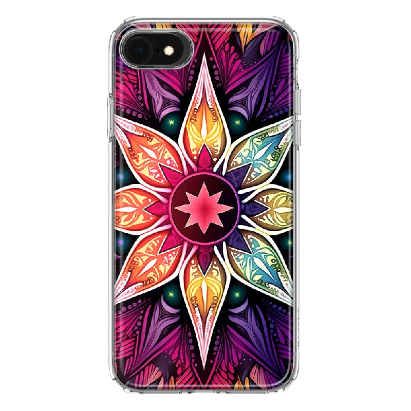 For Apple iPhone 6/7/8/SE 2020/SE 3 2022 Mandala Geometry Abstract Star Pattern Design Hybrid Protective Phone Case Cover