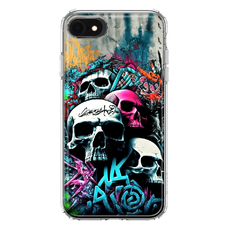 For Apple iPhone 6/7/8/SE 2020/SE 3 2022 Skulls Graffiti Painting Art Design Hybrid Protective Phone Case Cover