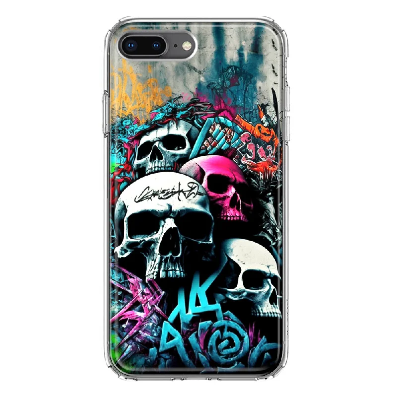 For Apple iPhone 7/8 Plus Skulls Graffiti Painting Art Design Hybrid Protective Phone Case Cover